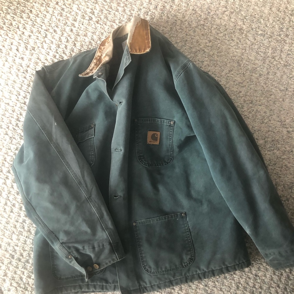 Vintage XL teal carhartt waist length barn coat!!!